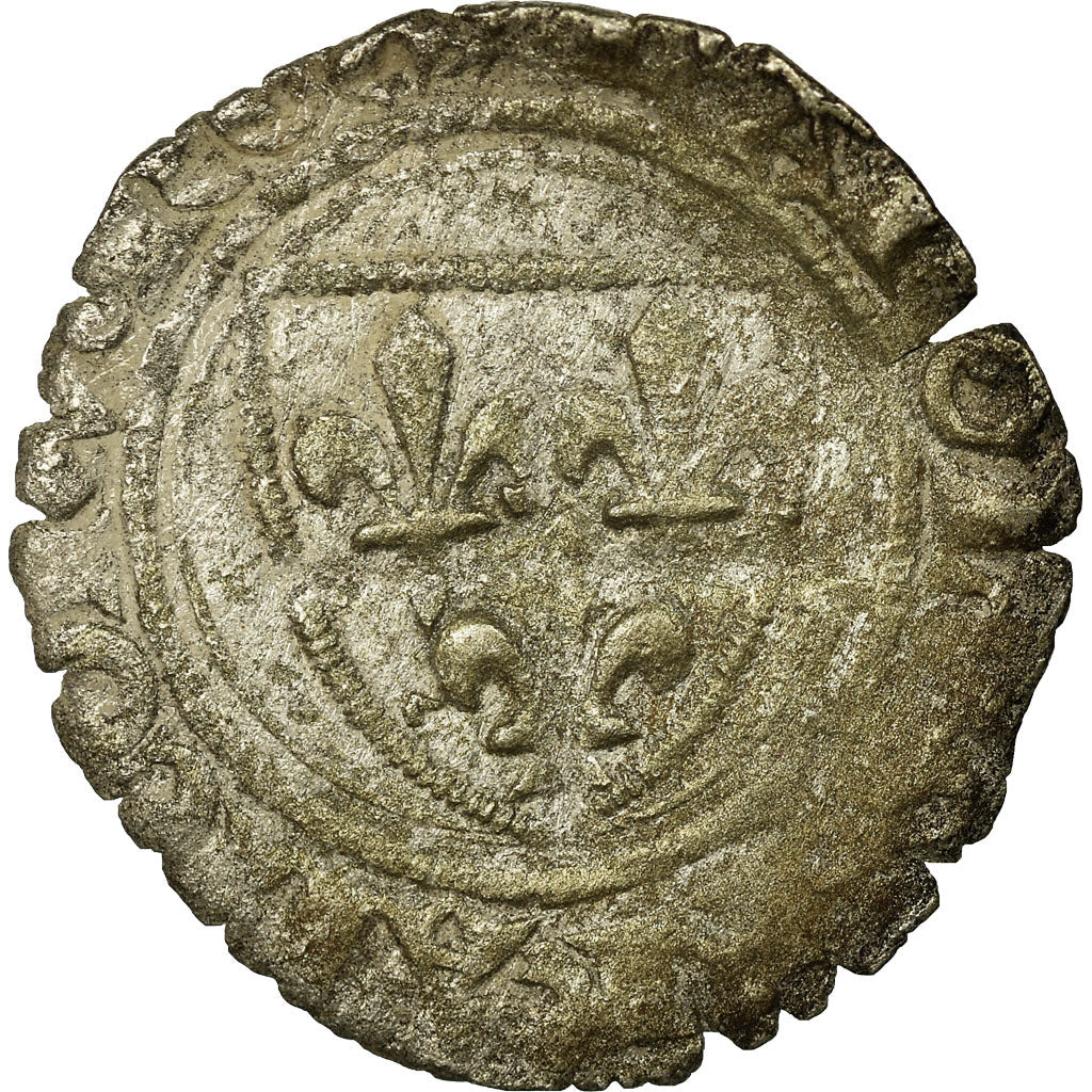 Coin, France, Charles VI, Demi Blanc Guénar, Uncertain Mint, VF(30-35), Billon