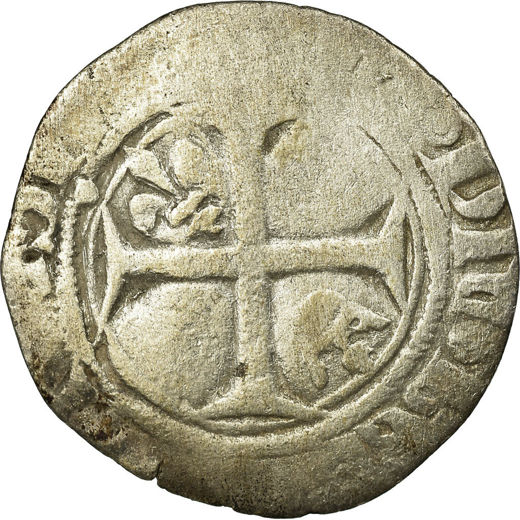 Moneta, Francia, Charles VI, Demi Blanc Guénar, Romans, B+, Biglione