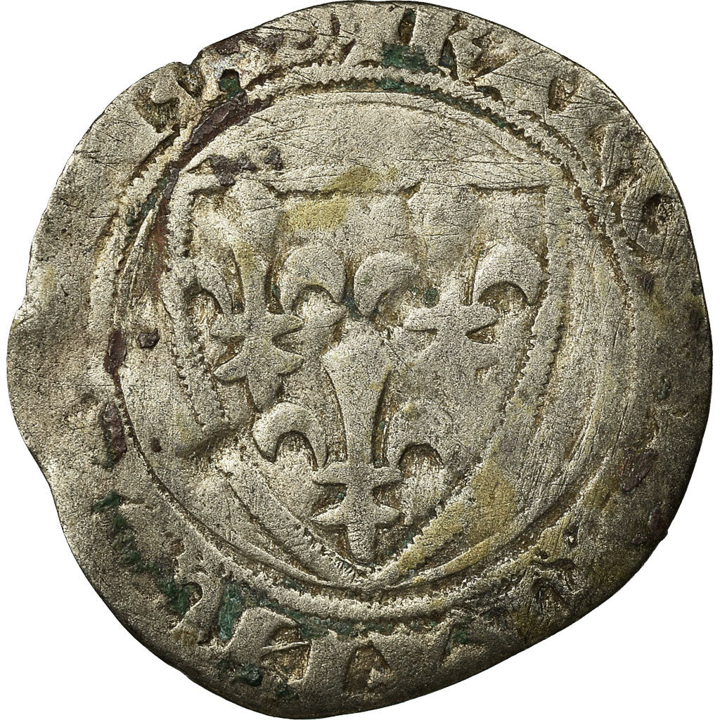 Coin, France, Charles VI, Demi Blanc Guénar, Uncertain Mint, VF(20-25), Billon