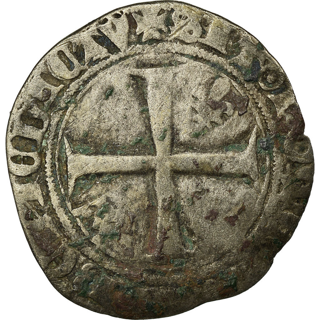 Coin, France, Charles VI, Demi Blanc Guénar, Uncertain Mint, VF(20-25), Billon