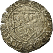 Moneta, Francja, Charles VI, Demi Blanc Guénar, Undated, Troyes, VF(20-25)