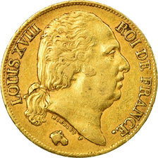 Munten, Frankrijk, Louis XVIII, 20 Francs, 1818, Paris, ZF, Goud, KM:712.1