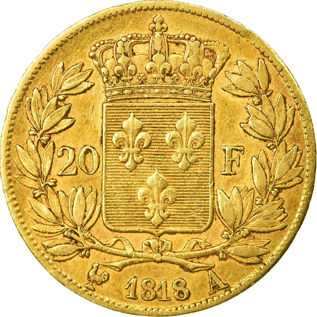Munten, Frankrijk, Louis XVIII, 20 Francs, 1818, Paris, ZF, Goud, KM:712.1