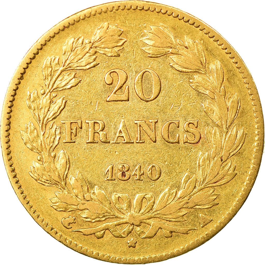 Moeda, França, Louis-Philippe, 20 Francs, 1840, Paris, EF(40-45), Dourado