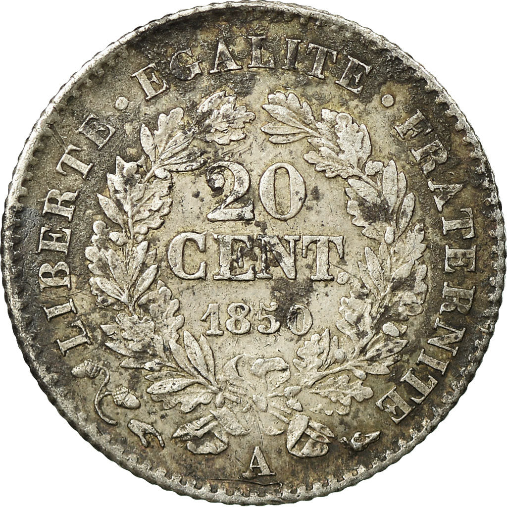 Munten, Frankrijk, Cérès, 20 Centimes, 1850, Paris, FR+, Zilver, KM:758.1