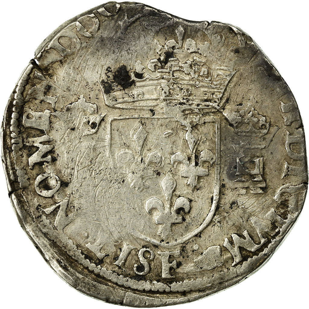 Moneda, Francia, Henri III, Teston, 1575, Angers, BC+, Plata, Sombart:4654