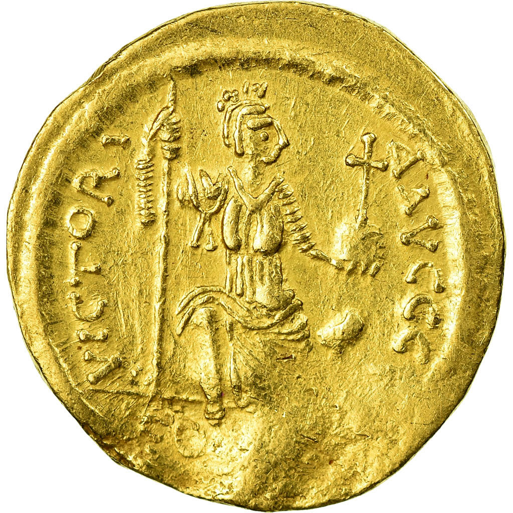 Coin, Justin II, Solidus, 565-578 AD, Constantinople, EF(40-45), Gold, Sear:345