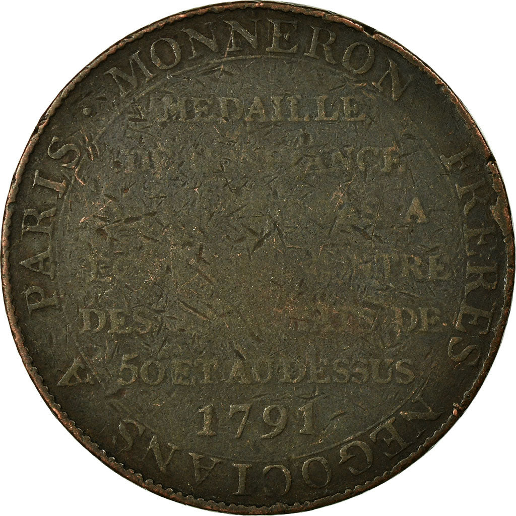 Coin, France, 2 Sols, 1791, Birmingham, Monneron, VF(20-25), Bronze, KM:Tn23