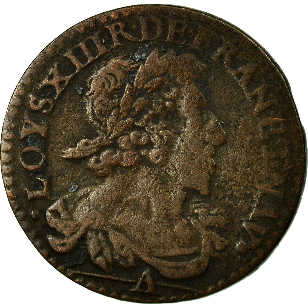 Münze, Frankreich, Louis XIII, Double Tournois, 1629, Paris, S+, Kupfer