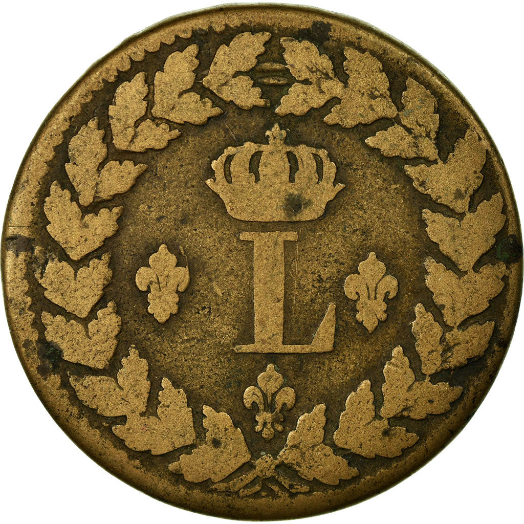 Moneda, Francia, Louis XVIII, Decime, 1815, Strasbourg, BC+, Bronce, KM:701