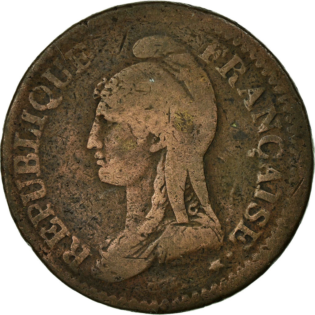 Moneta, Francia, Dupré, Decime, AN 5, Paris, MB, Bronzo, KM:644.1, Gadoury:187