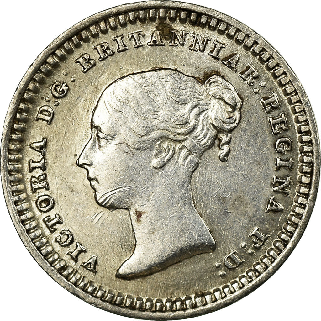 Coin, Great Britain, Victoria, 1-1/2 Pence, 1843, AU(55-58), Silver, KM:728