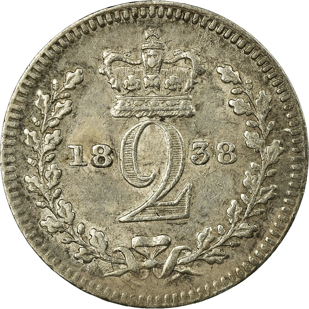 Coin, Great Britain, Victoria, 2 Pence, 1838, EF(40-45), Silver, KM:729