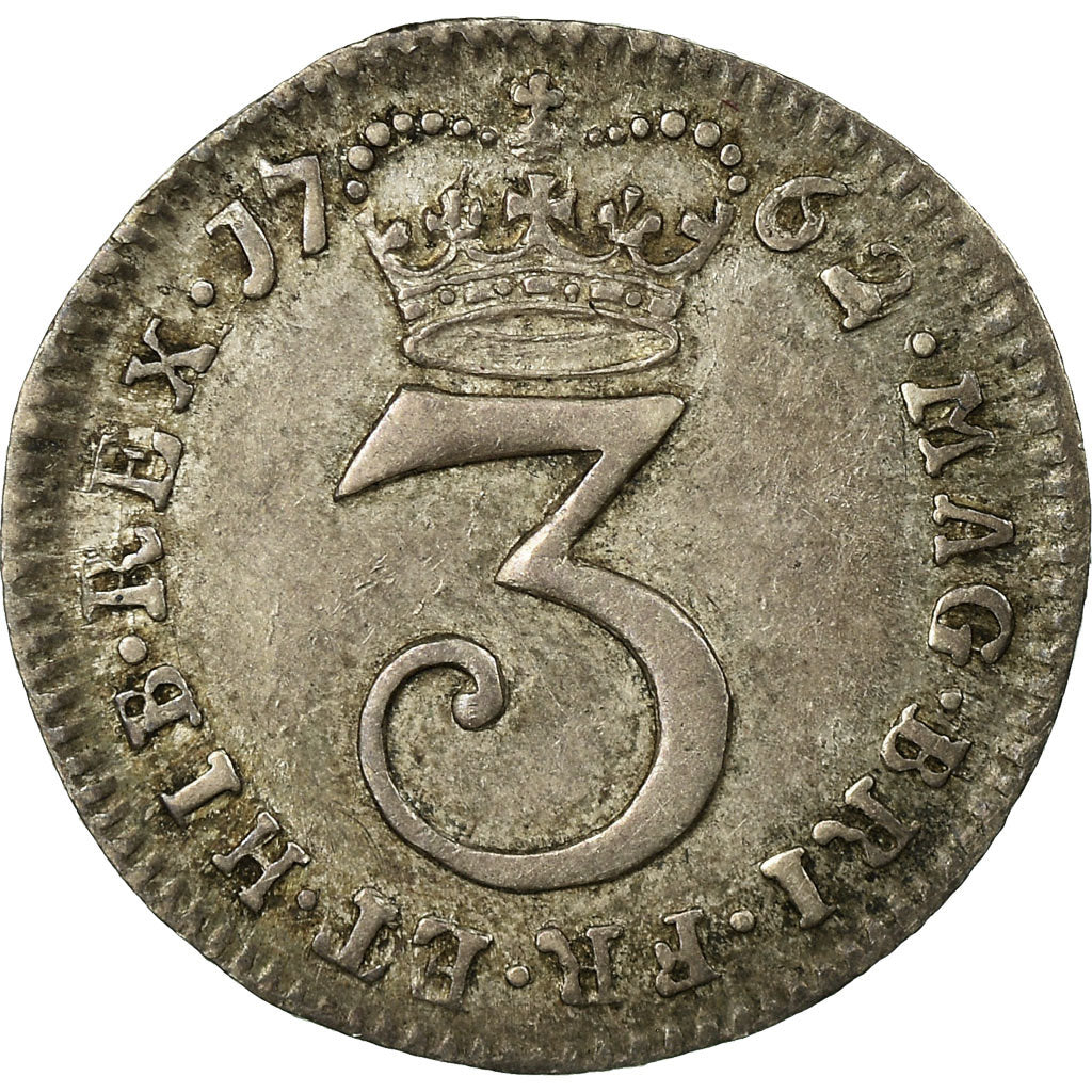 Coin, Great Britain, George III, 3 Pence, 1762, AU(50-53), Silver, KM:591