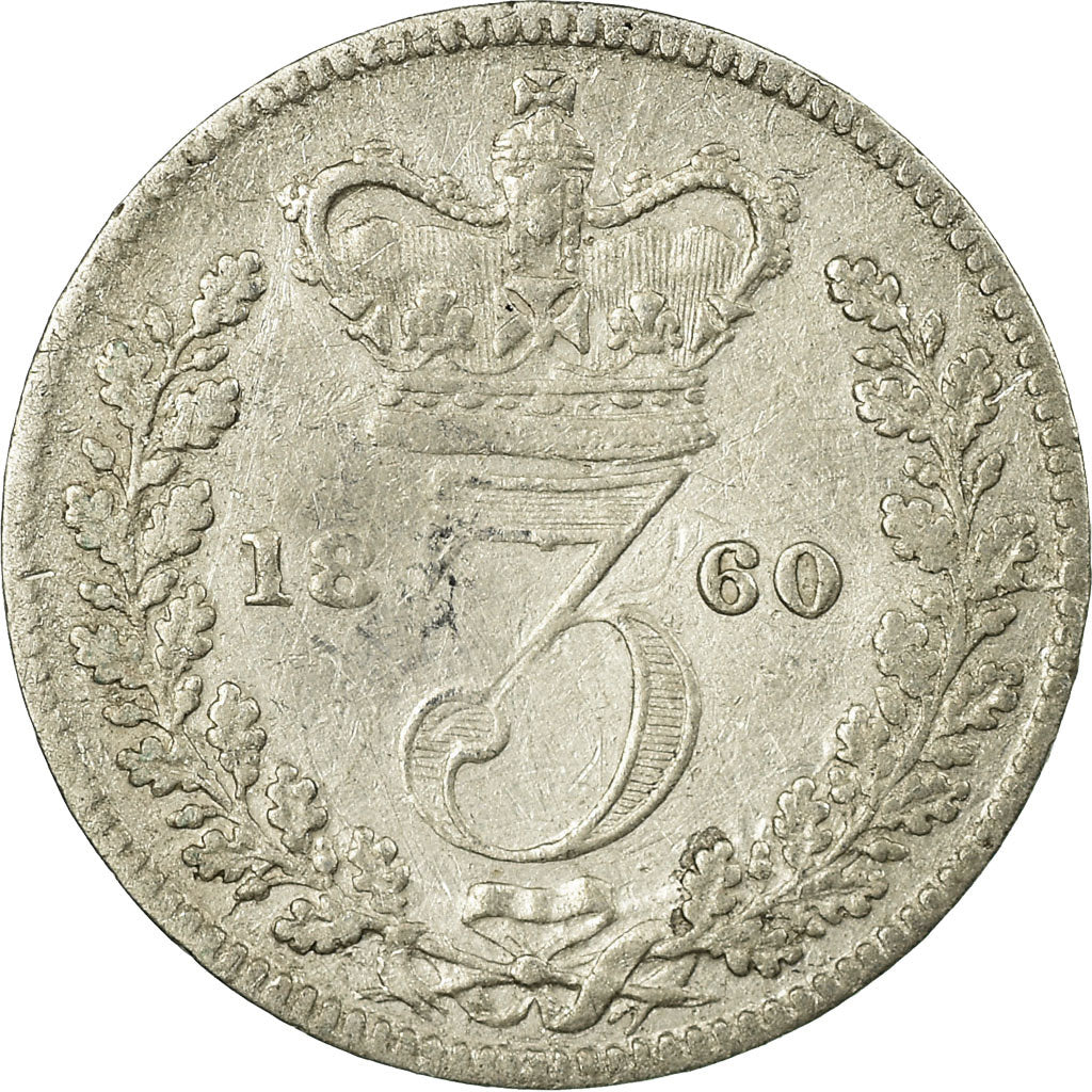 Coin, Great Britain, Victoria, 3 Pence, 1860, VF(20-25), Silver, KM:730