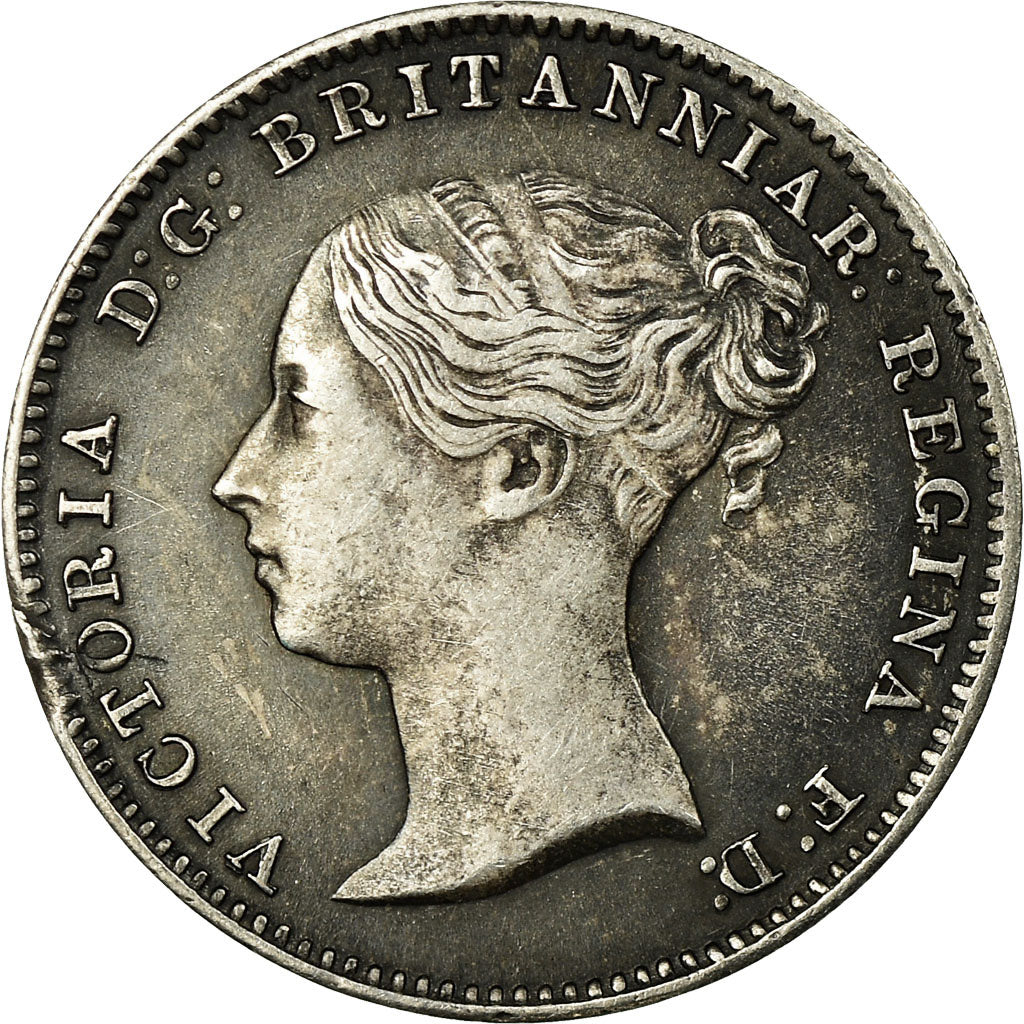 Coin, Great Britain, Victoria, 3 Pence, 1863, AU(50-53), Silver, KM:730