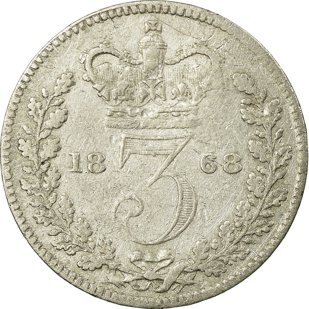 Coin, Great Britain, Victoria, 3 Pence, 1868, VF(30-35), Silver, KM:730