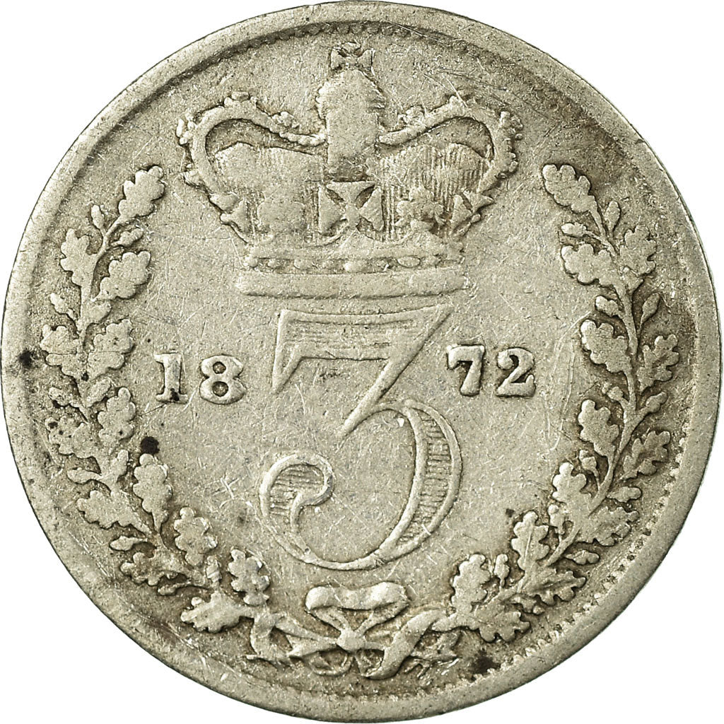 Coin, Great Britain, Victoria, 3 Pence, 1872, VF(20-25), Silver, KM:730
