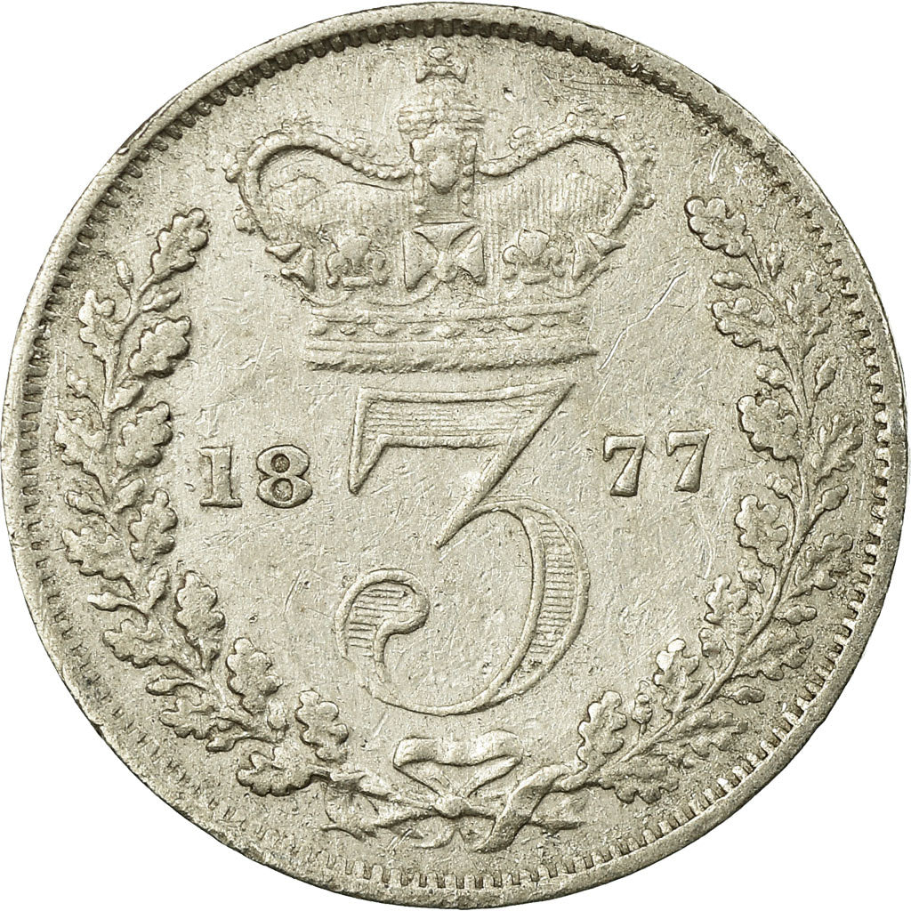 Coin, Great Britain, Victoria, 3 Pence, 1877, VF(30-35), Silver, KM:730