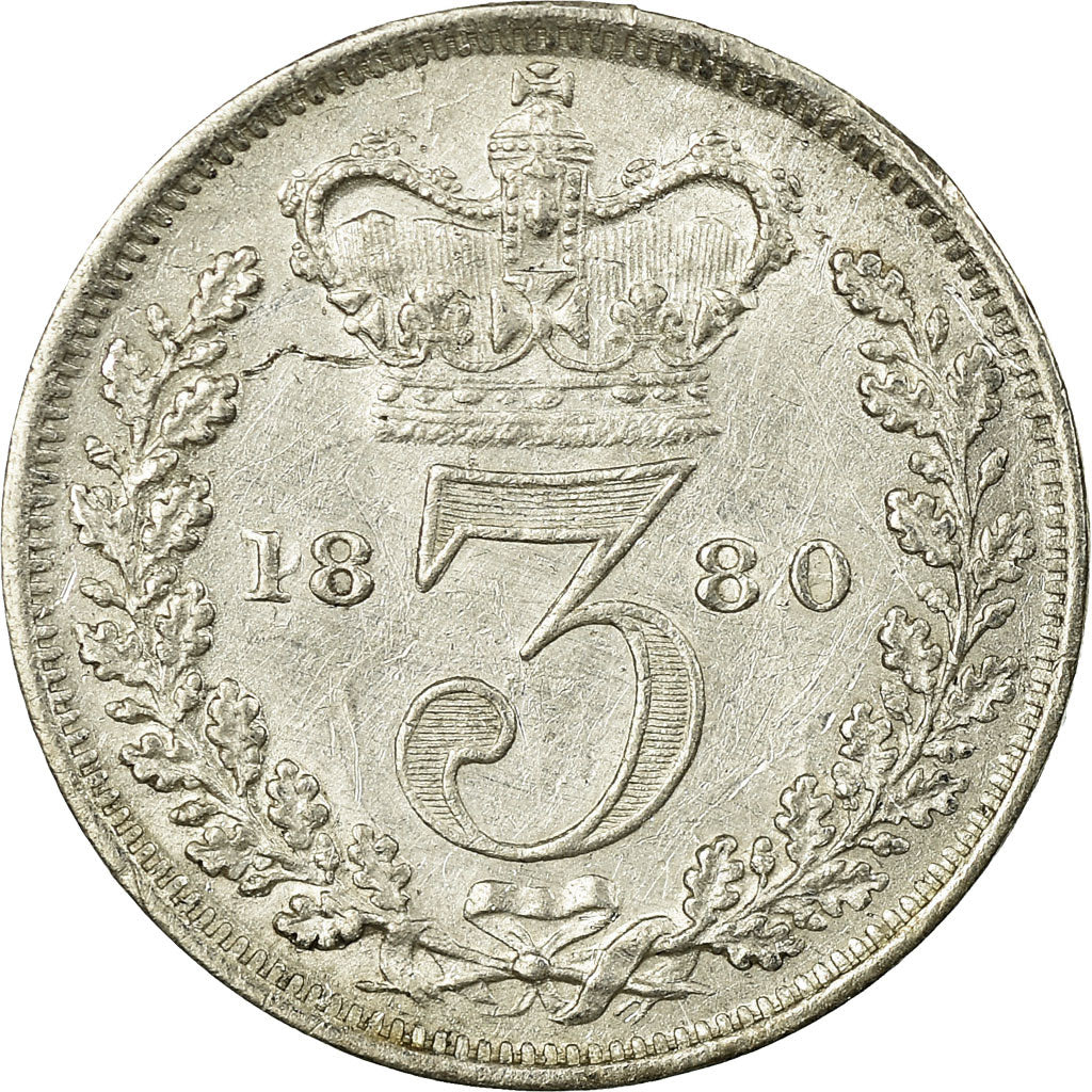 Coin, Great Britain, Victoria, 3 Pence, 1880, EF(40-45), Silver, KM:730