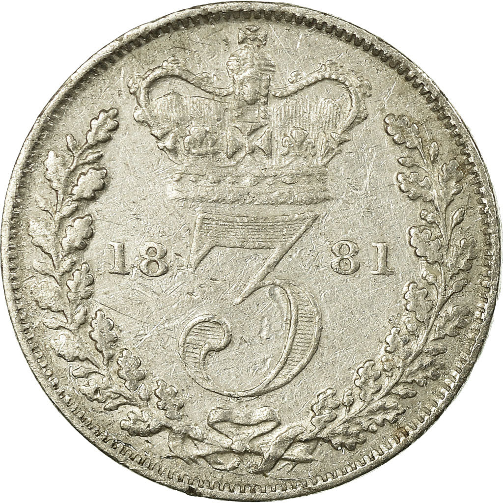 Coin, Great Britain, Victoria, 3 Pence, 1881, VF(30-35), Silver, KM:730
