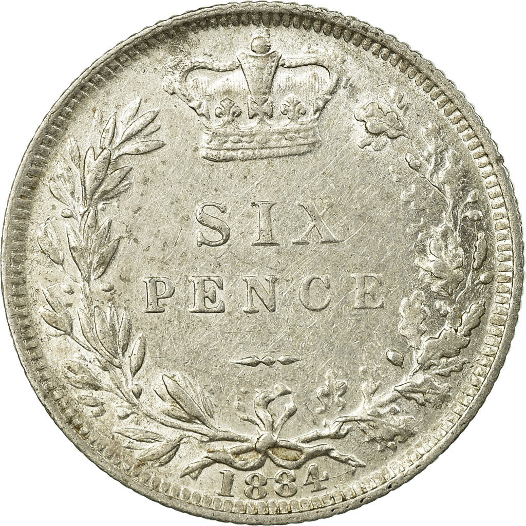 Coin, Great Britain, Victoria, 6 Pence, 1884, AU(50-53), Silver, KM:757