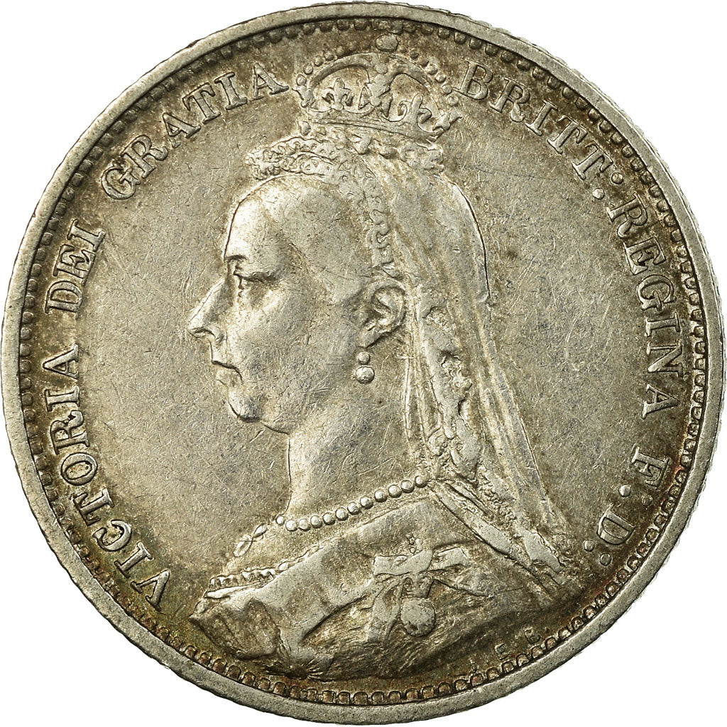 Coin, Great Britain, Victoria, 6 Pence, 1887, AU(50-53), Silver, KM:760