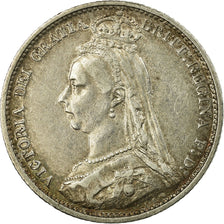 Coin, Great Britain, Victoria, 6 Pence, 1887, AU(50-53), Silver, KM:760