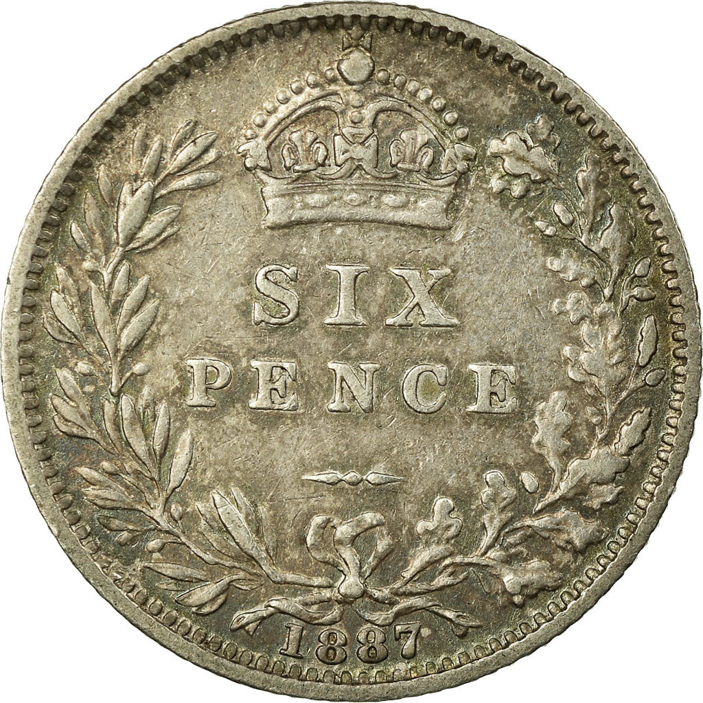 Coin, Great Britain, Victoria, 6 Pence, 1887, AU(50-53), Silver, KM:760