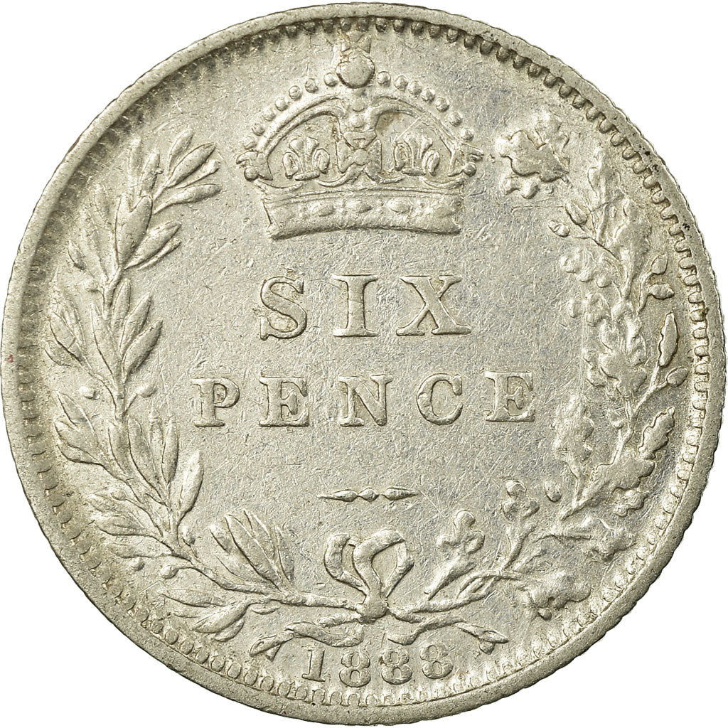 Coin, Great Britain, Victoria, 6 Pence, 1888, AU(50-53), Silver, KM:760