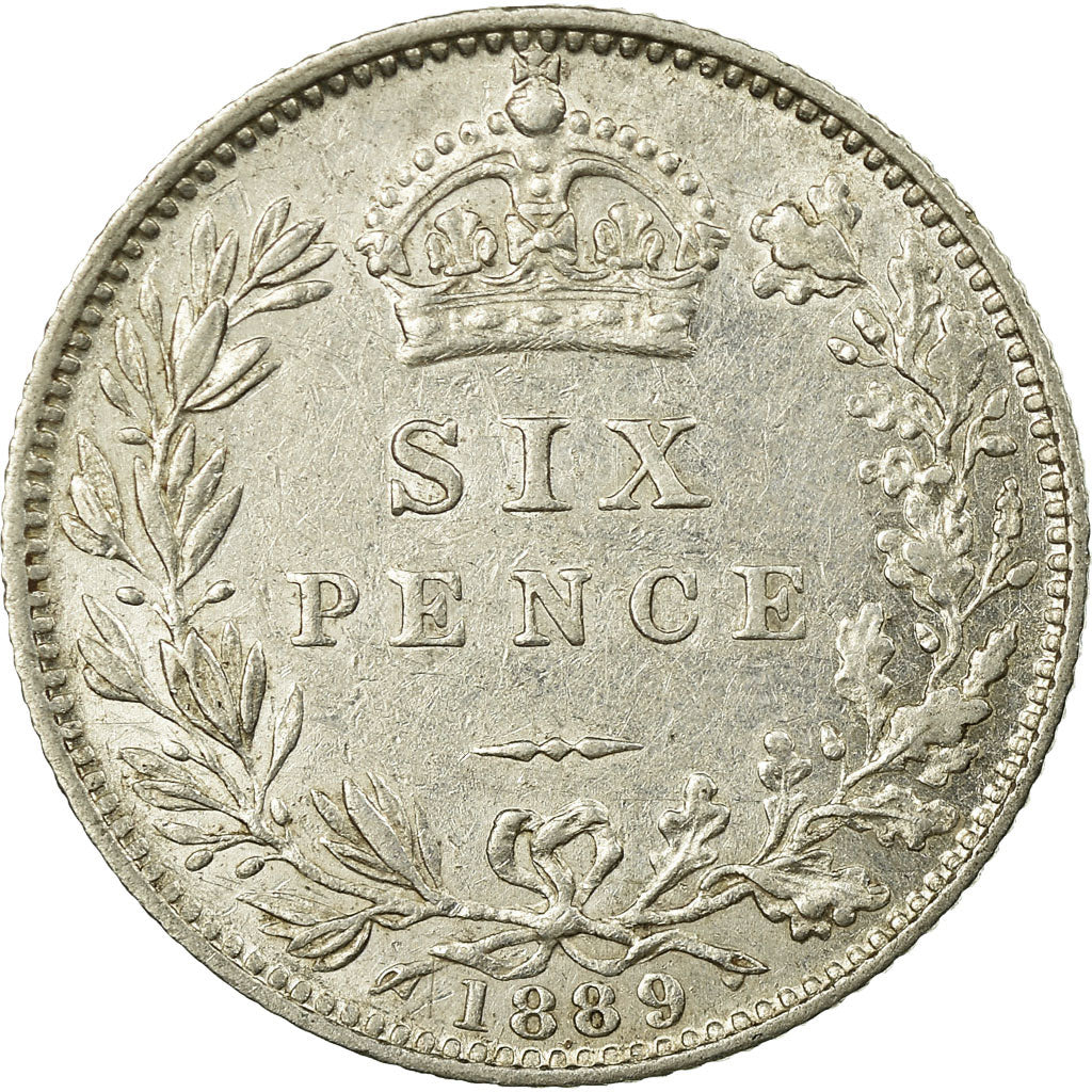 Coin, Great Britain, Victoria, 6 Pence, 1889, AU(50-53), Silver, KM:760