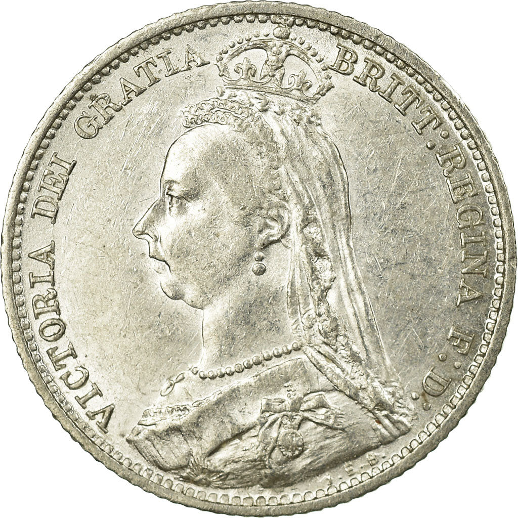 Coin, Great Britain, Victoria, 6 Pence, 1891, AU(50-53), Silver, KM:760