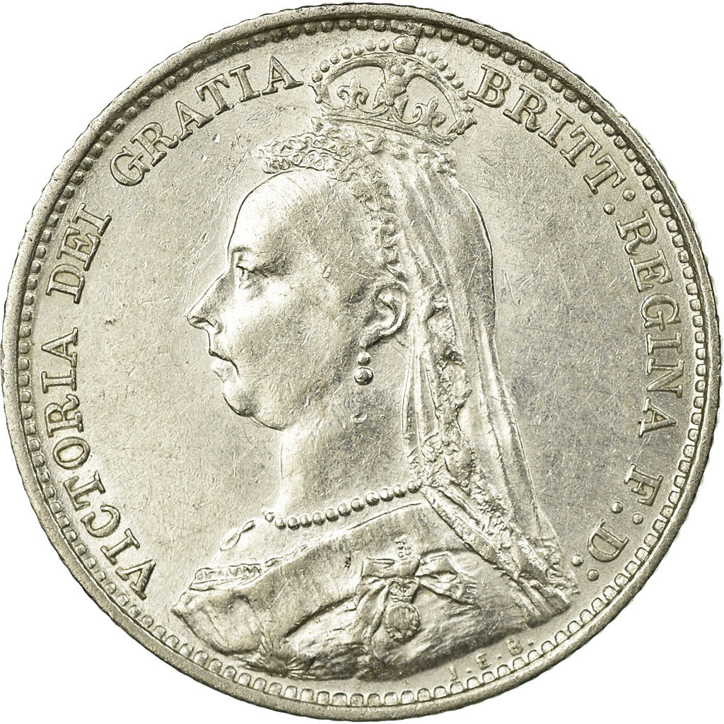Coin, Great Britain, Victoria, 6 Pence, 1892, AU(50-53), Silver, KM:760