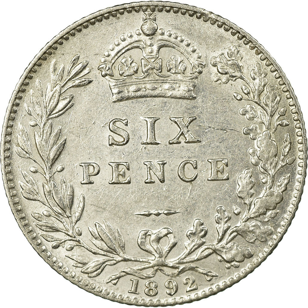 Coin, Great Britain, Victoria, 6 Pence, 1892, AU(50-53), Silver, KM:760
