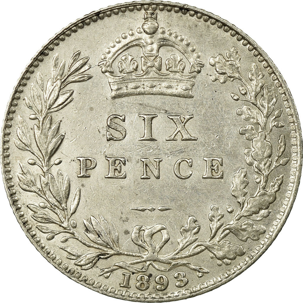 Coin, Great Britain, Victoria, 6 Pence, 1893, AU(50-53), Silver, KM:779