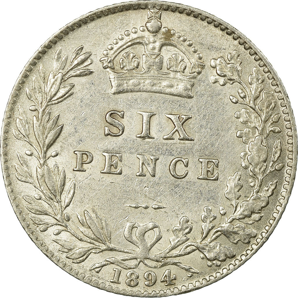 Coin, Great Britain, Victoria, 6 Pence, 1894, AU(50-53), Silver, KM:779