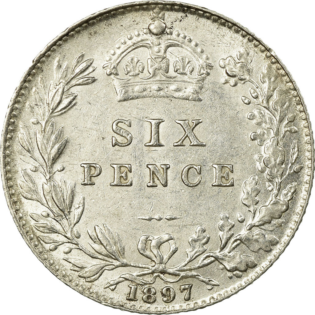 Coin, Great Britain, Victoria, 6 Pence, 1897, AU(50-53), Silver, KM:779