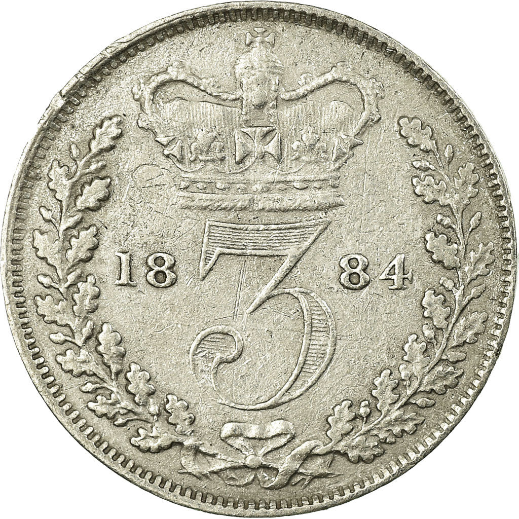 Coin, Great Britain, Victoria, 3 Pence, 1884, EF(40-45), Silver, KM:730