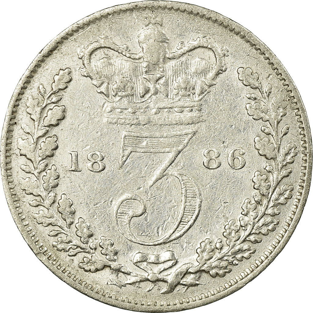 Coin, Great Britain, Victoria, 3 Pence, 1886, VF(30-35), Silver, KM:730