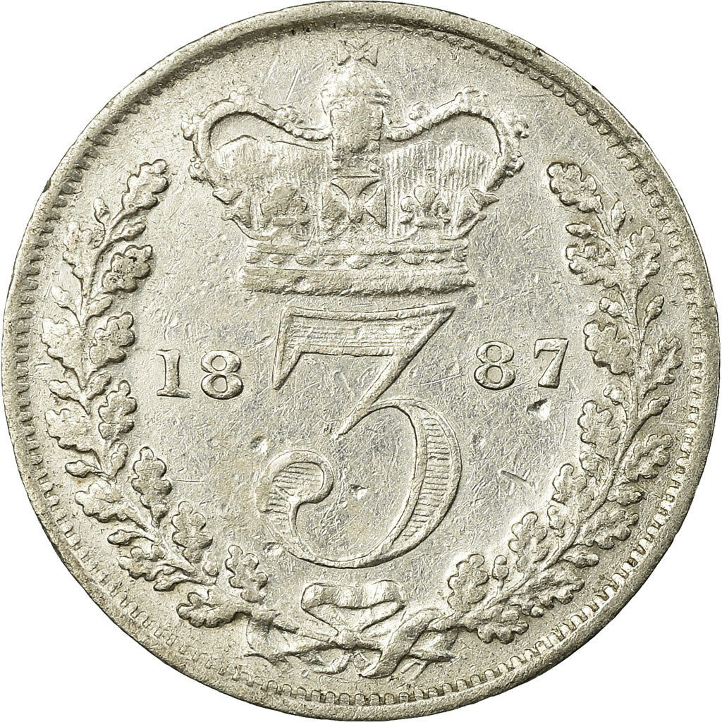 Coin, Great Britain, Victoria, 3 Pence, 1887, VF(30-35), Silver, KM:730