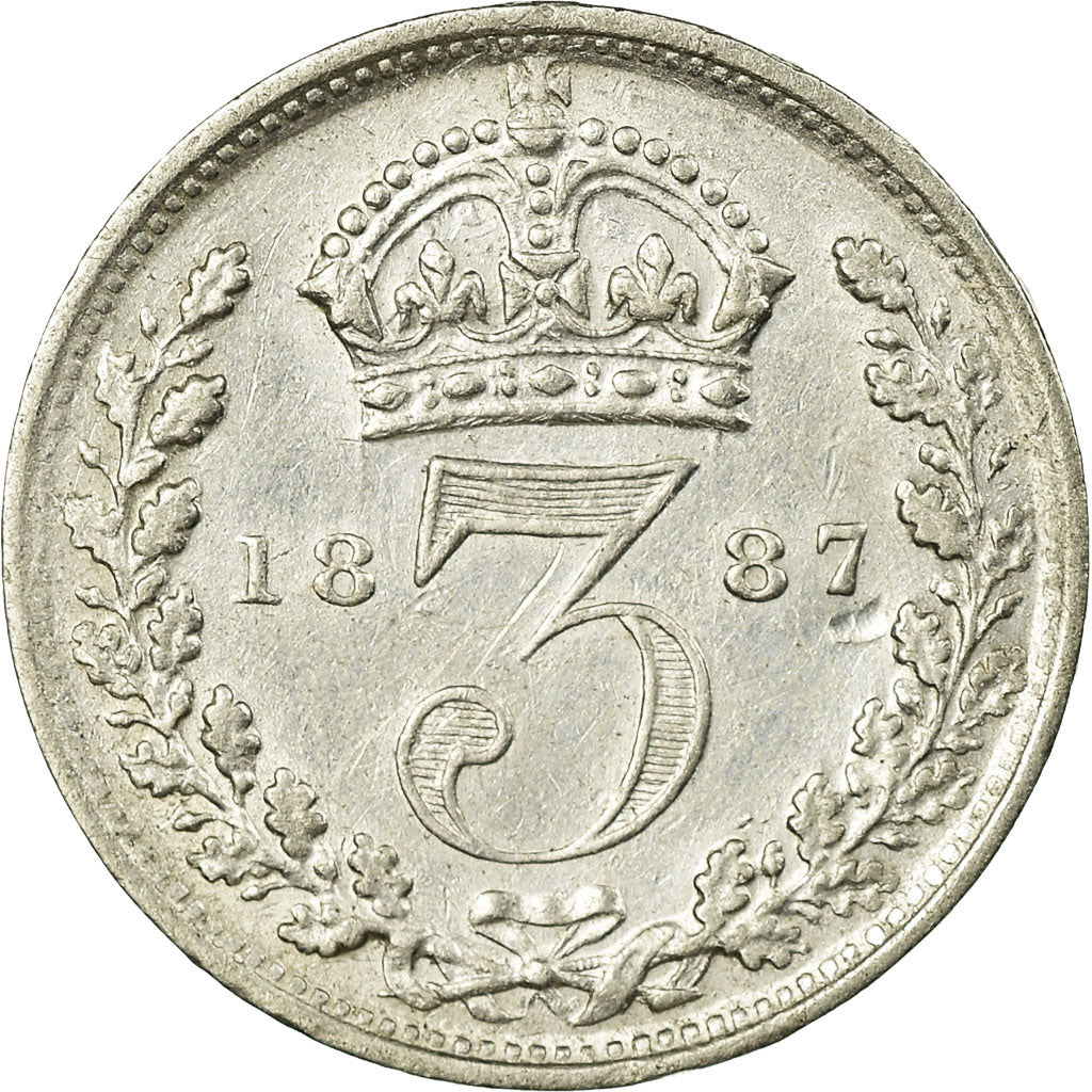 Coin, Great Britain, Victoria, 3 Pence, 1887, EF(40-45), Silver, KM:758