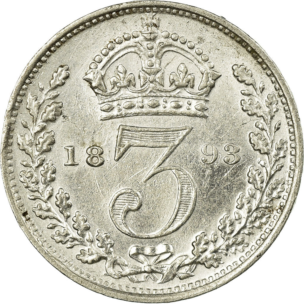 Coin, Great Britain, Victoria, 3 Pence, 1893, EF(40-45), Silver, KM:777