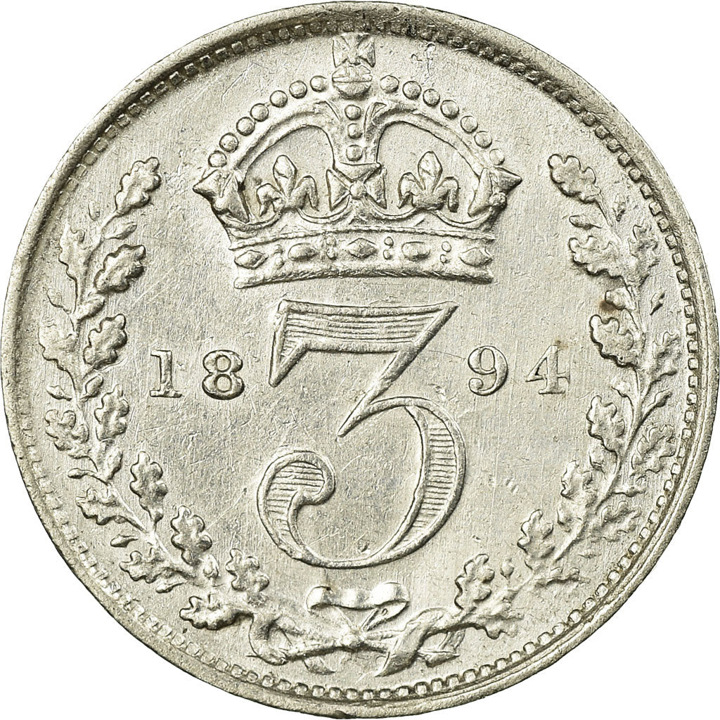 Moneta, Gran Bretagna, Victoria, 3 Pence, 1894, BB+, Argento, KM:777