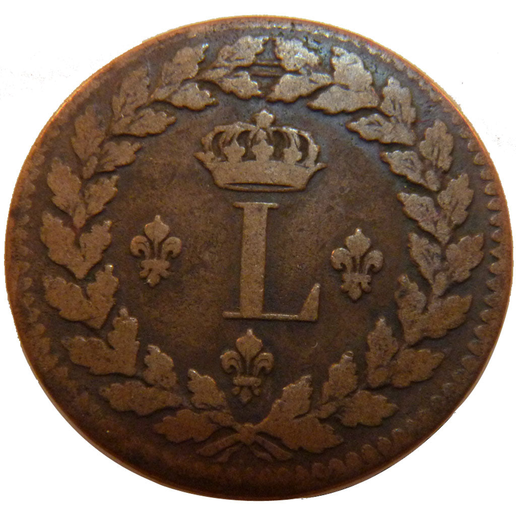 FRANCE, 1 Décime, 1815, Strasbourg, VF(20-25), Bronze, Gadoury #196c, 17.60
