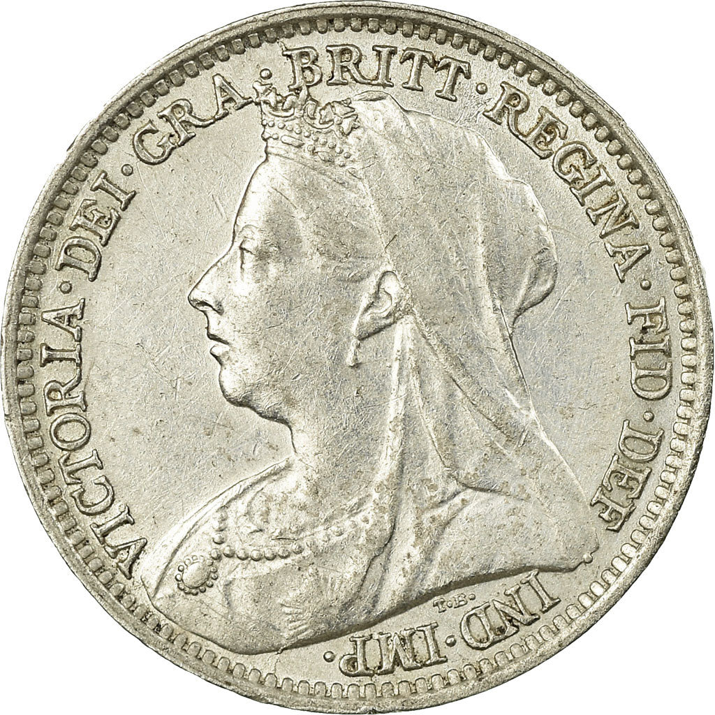 Coin, Great Britain, Victoria, 3 Pence, 1896, AU(50-53), Silver, KM:777