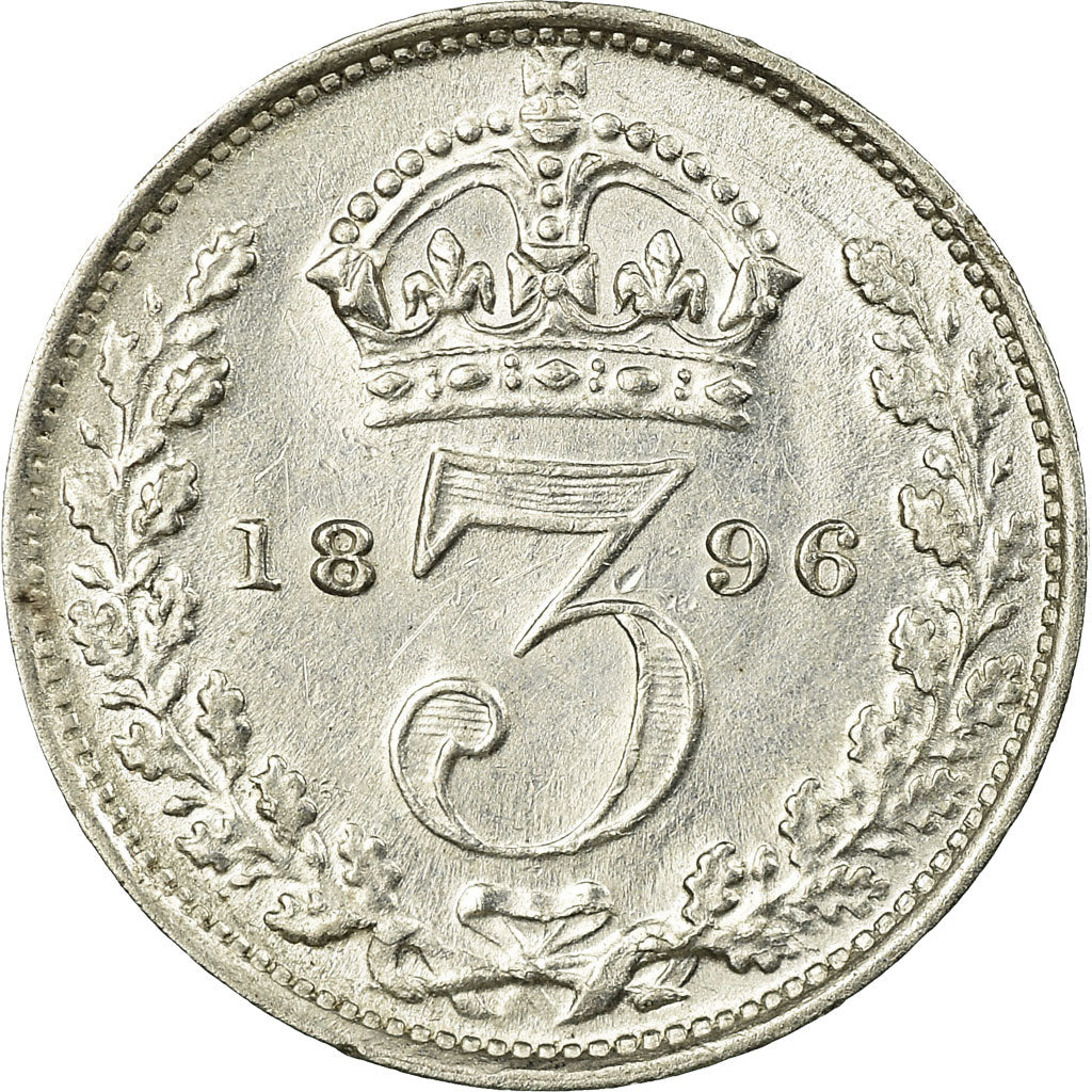 Coin, Great Britain, Victoria, 3 Pence, 1896, AU(50-53), Silver, KM:777