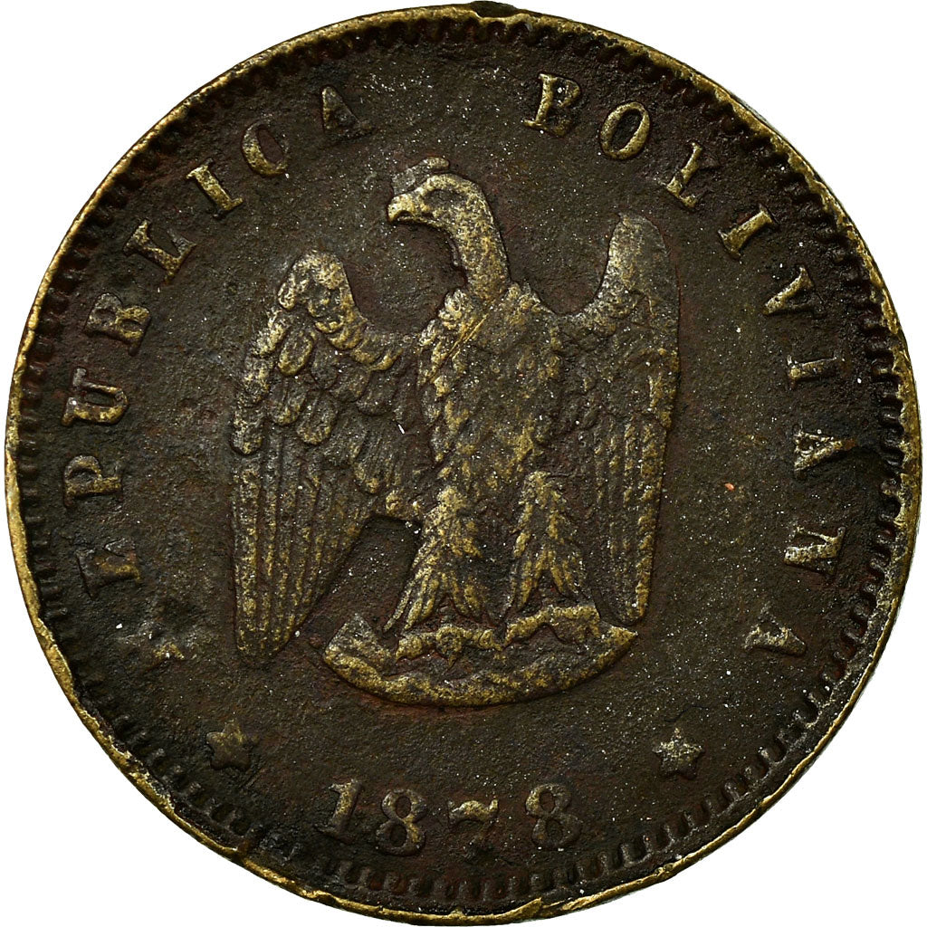 Moneda, Bolivia, Centavo, 1878, Rare, BC+, Cobre, KM:162