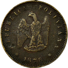 Moneda, Bolivia, Centavo, 1878, Rare, BC+, Cobre, KM:162