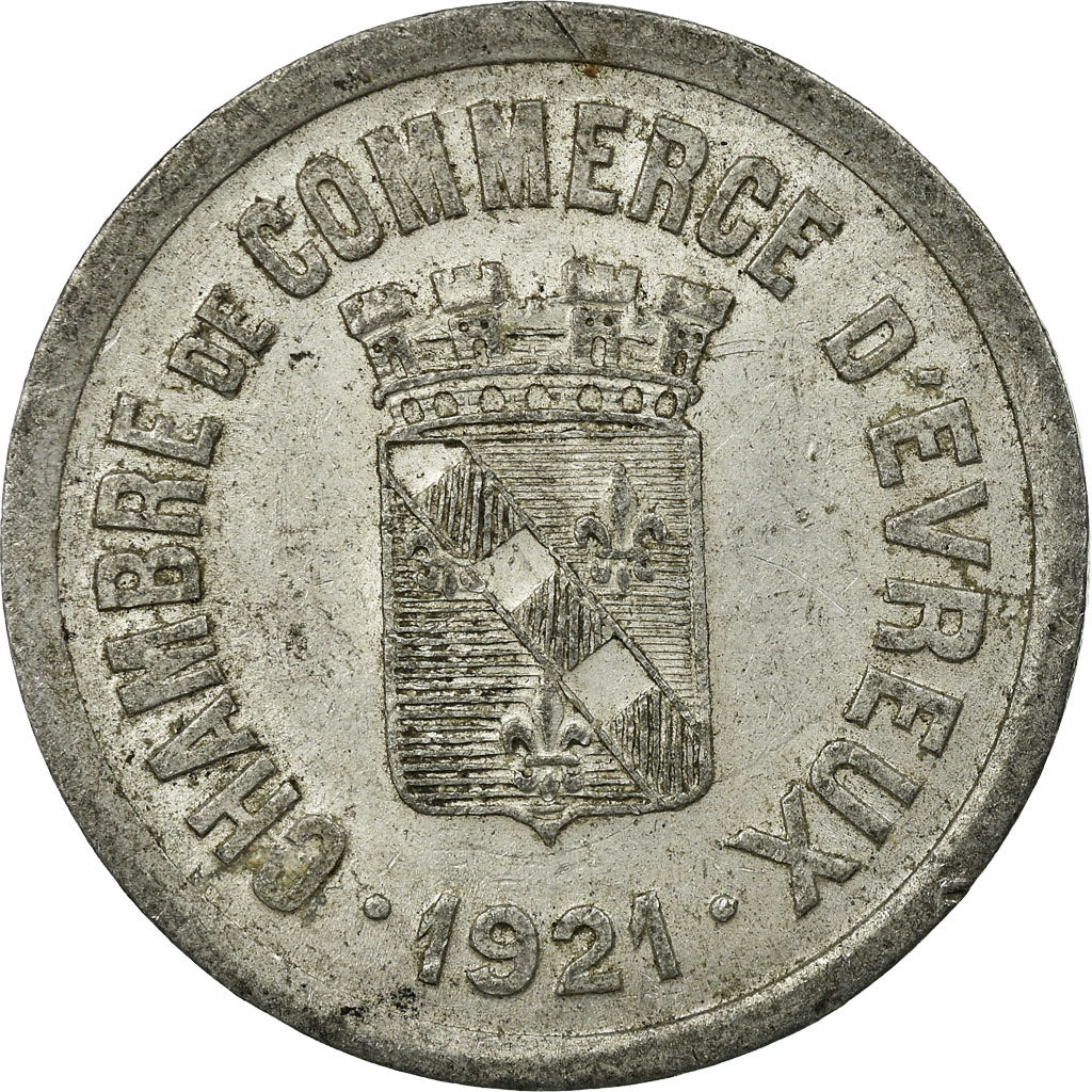 Moneta, Francja, Chambre de Commerce, Evreux, 25 Centimes, 1921, EF(40-45)