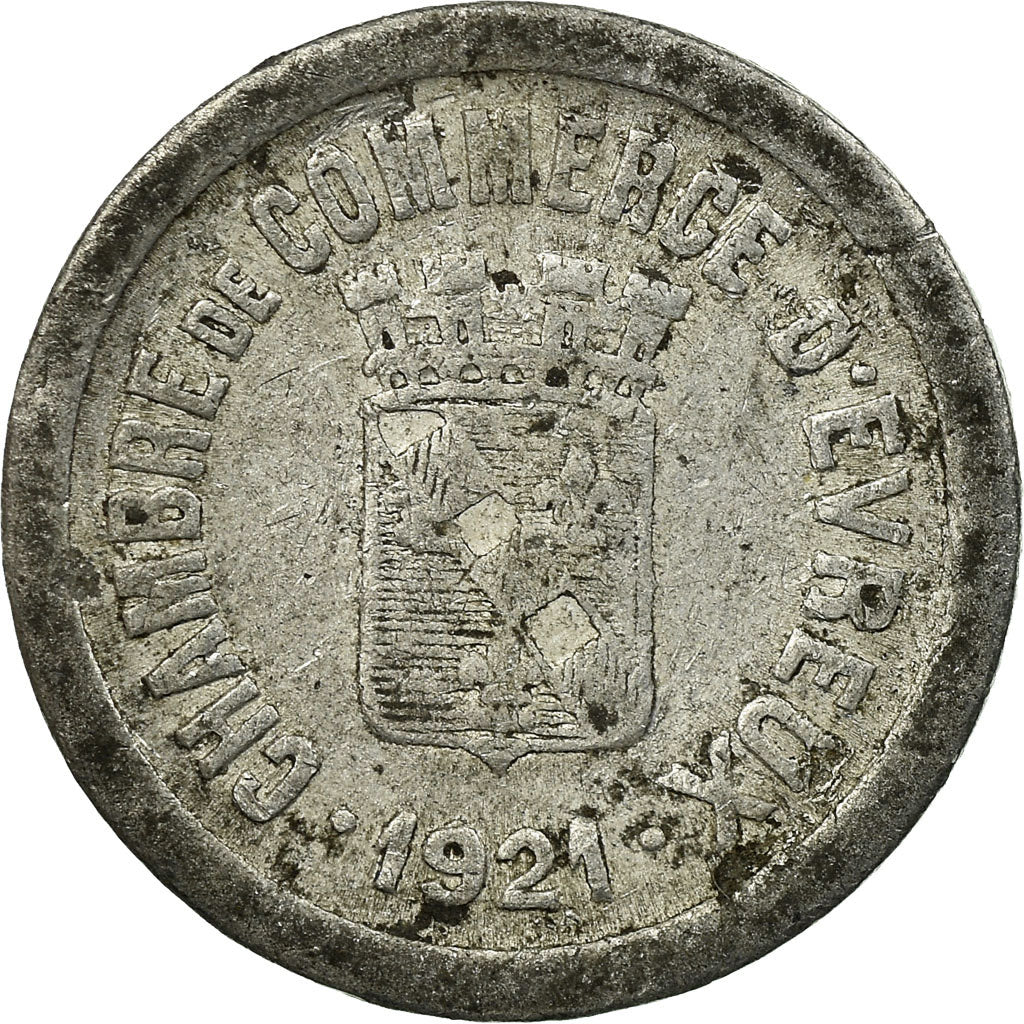 Coin, France, Chambre de Commerce, Evreux, 5 Centimes, 1921, VF(30-35)